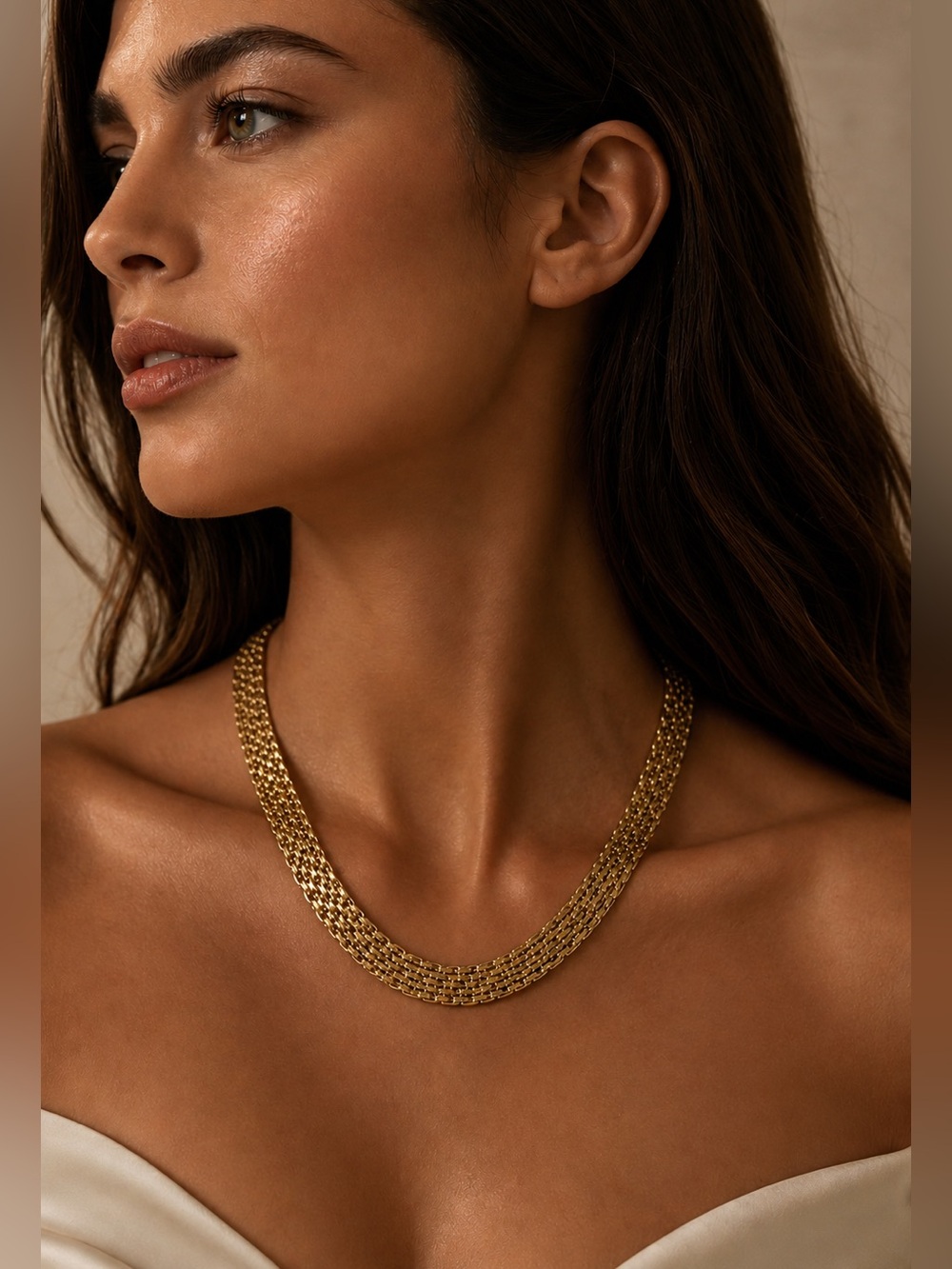 14 karat gold mesh style necklace. 24” length 26.65 g. Made in Italy.